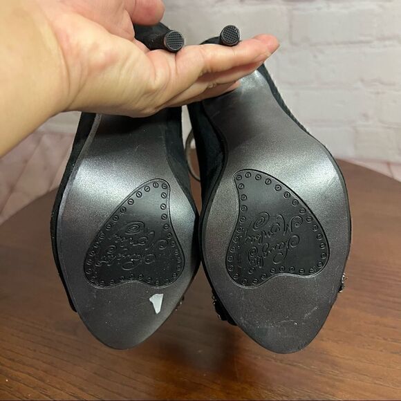 7 NAUGHTY MONKEY suede ankle wrap peep toe heels - Picture 8 of 11